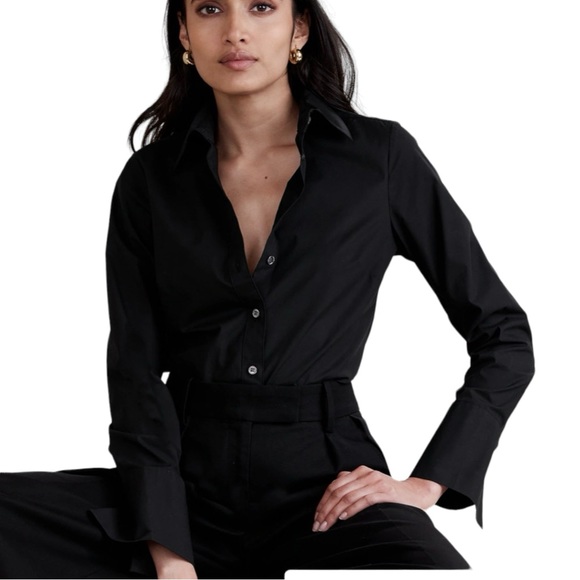 Banana Republic Riley tailored fit button down black long sleeve fitted | sz 4 - Picture 10 of 10